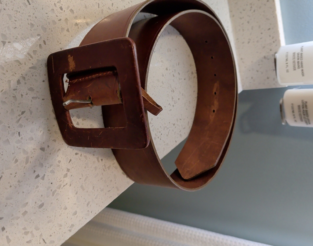 Unisex XL Italian Brown Leather Belt